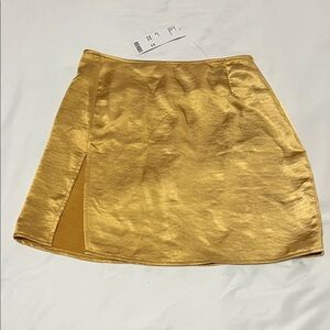 NWT Motel Gold Satin Mini Skirt